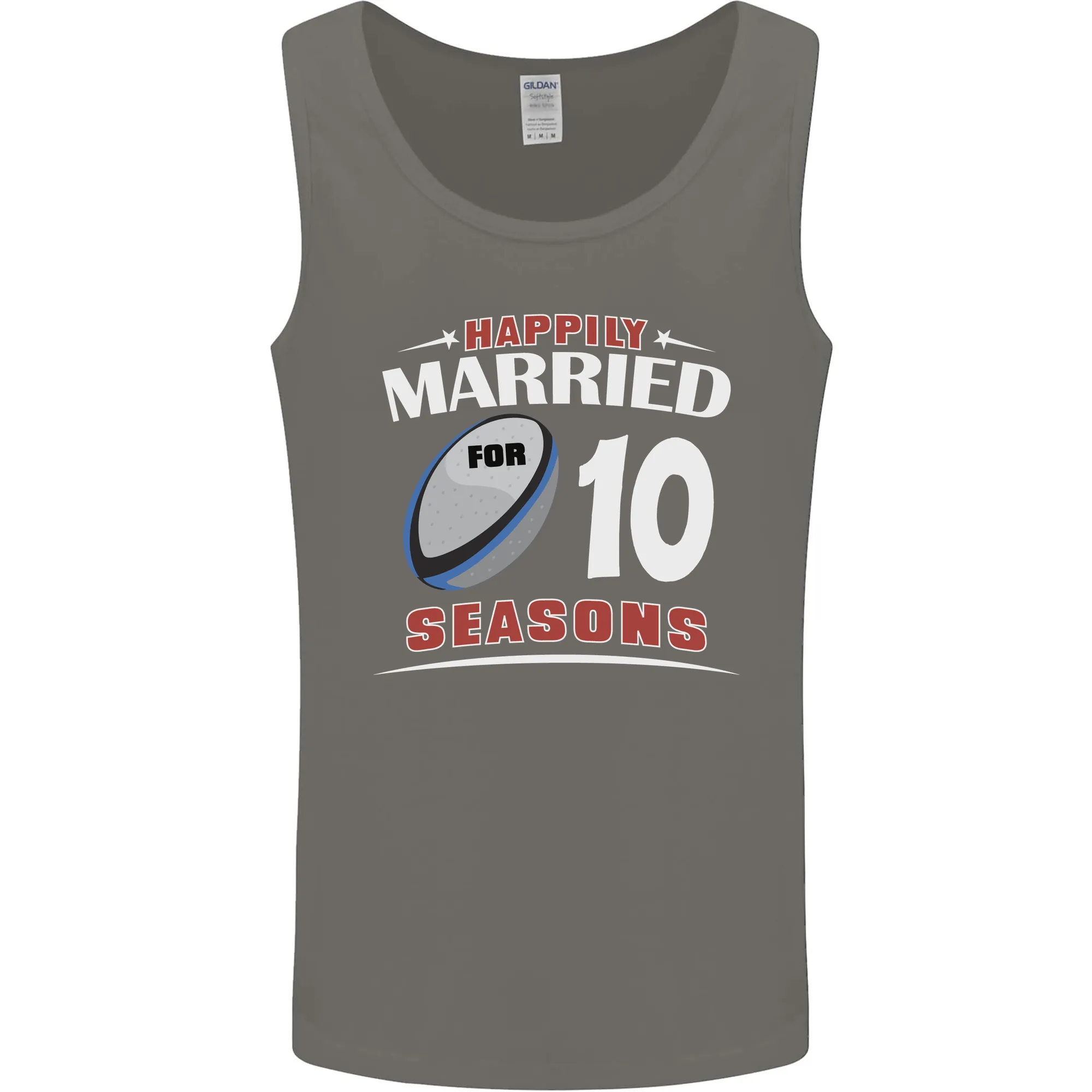 10 Year Wedding Anniversary 10th Rugby Mens Vest Tank Top