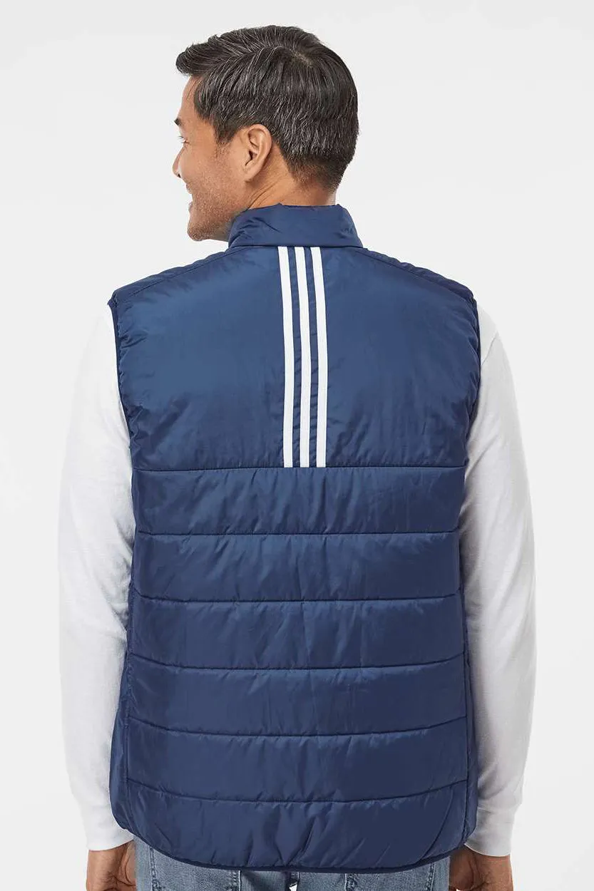 Adidas Mens Full Zip Puffer Vest - Team Navy Blue - NEW