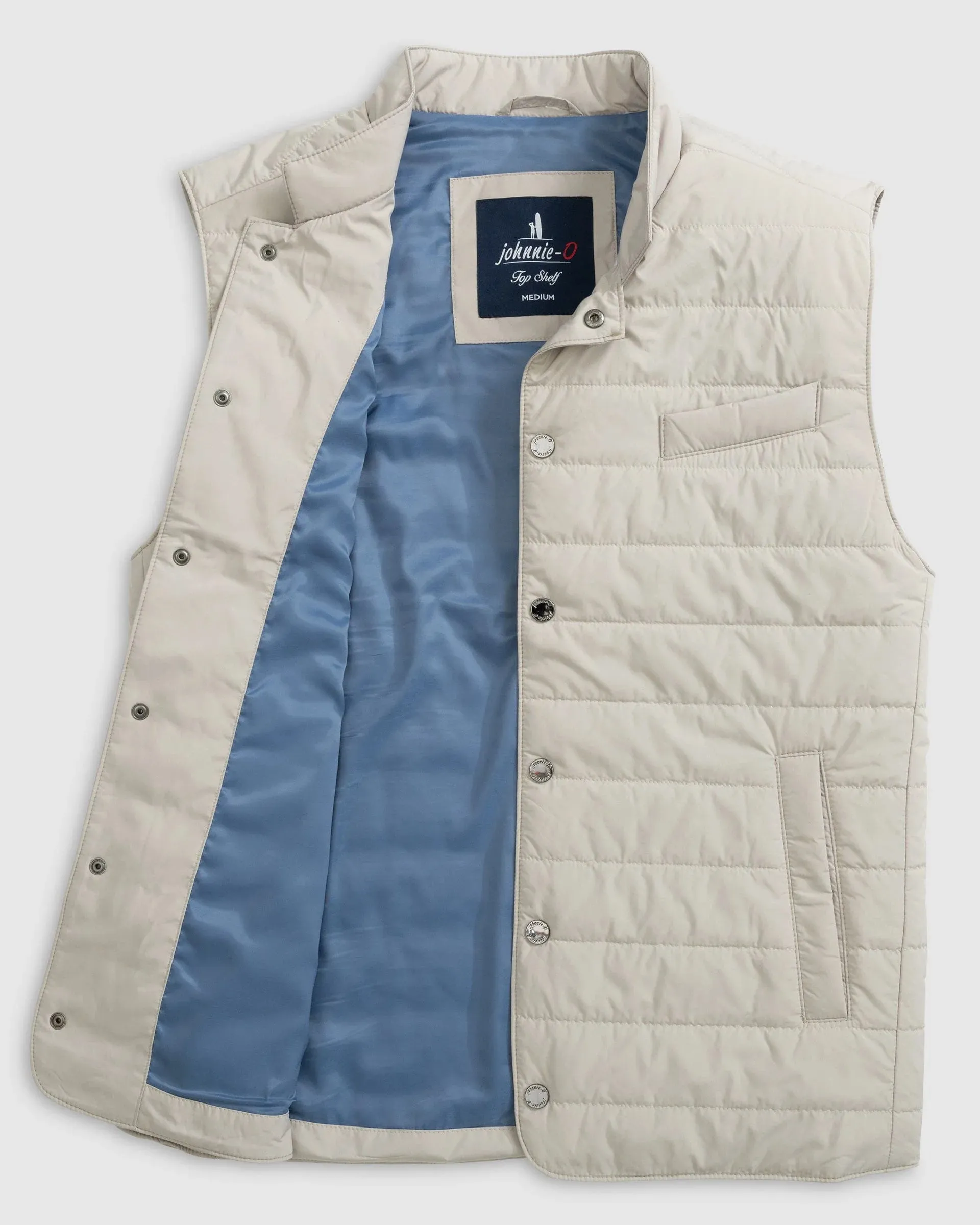 Apo Quilted Button Up Vest in Tan by Johnnie-O