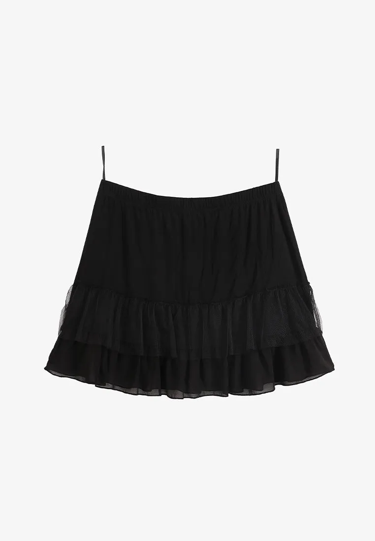 Avril Lace Tiered Extender Skirt - Black