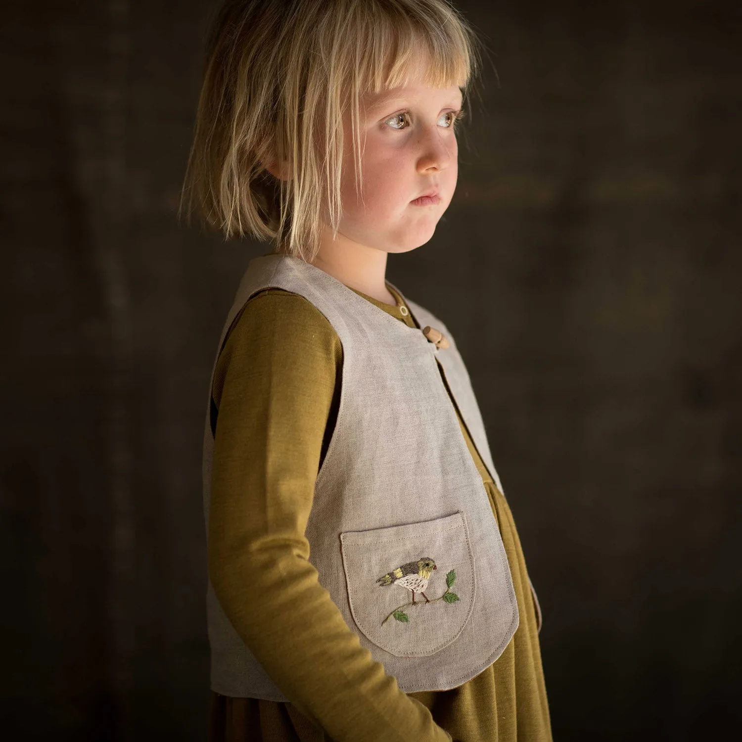 Baby & Kids Linen Explorer Waistcoat - Flax