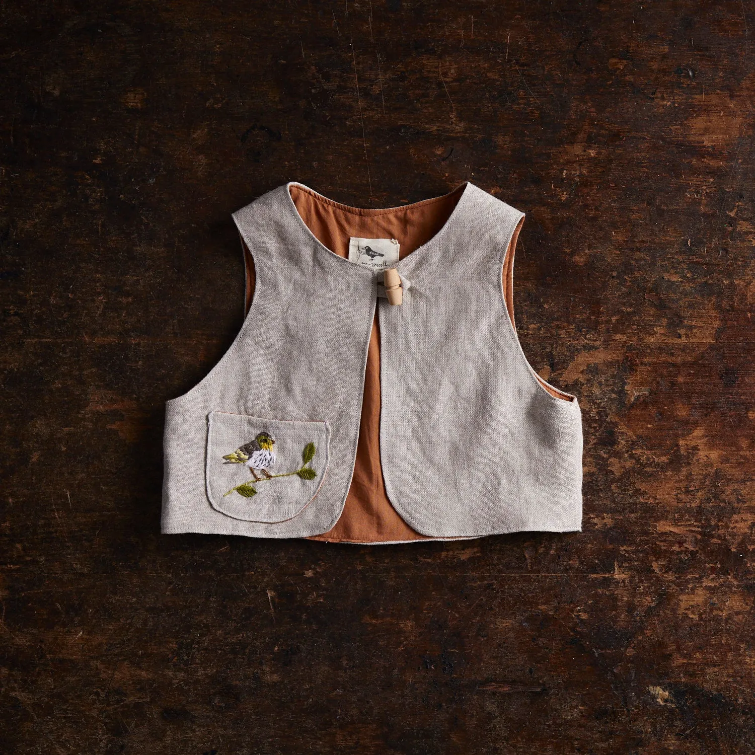 Baby & Kids Linen Explorer Waistcoat - Flax