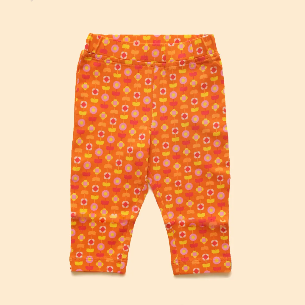 Baby Girl Leggings - Indian Flora Orange