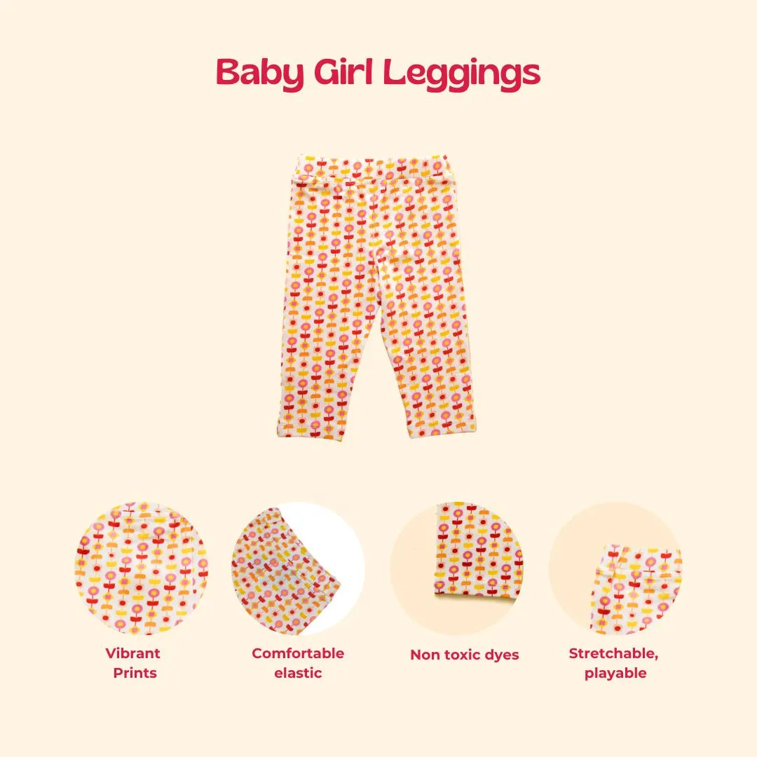 Baby Girl Leggings - Indian Flora White