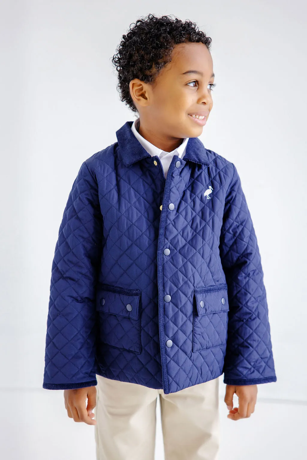 Caldwell Quilted Coat - Nantucket Navy with Palmetto Pearl Stork