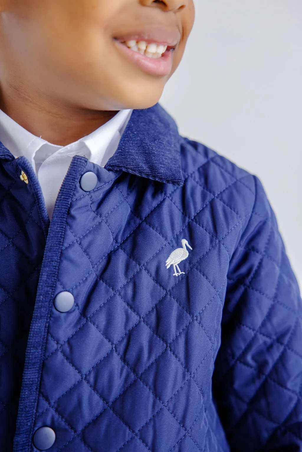 Caldwell Quilted Coat - Nantucket Navy with Palmetto Pearl Stork