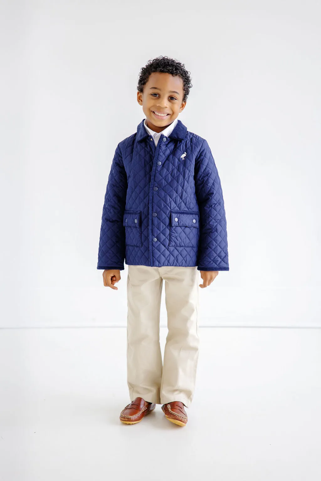 Caldwell Quilted Coat - Nantucket Navy with Palmetto Pearl Stork