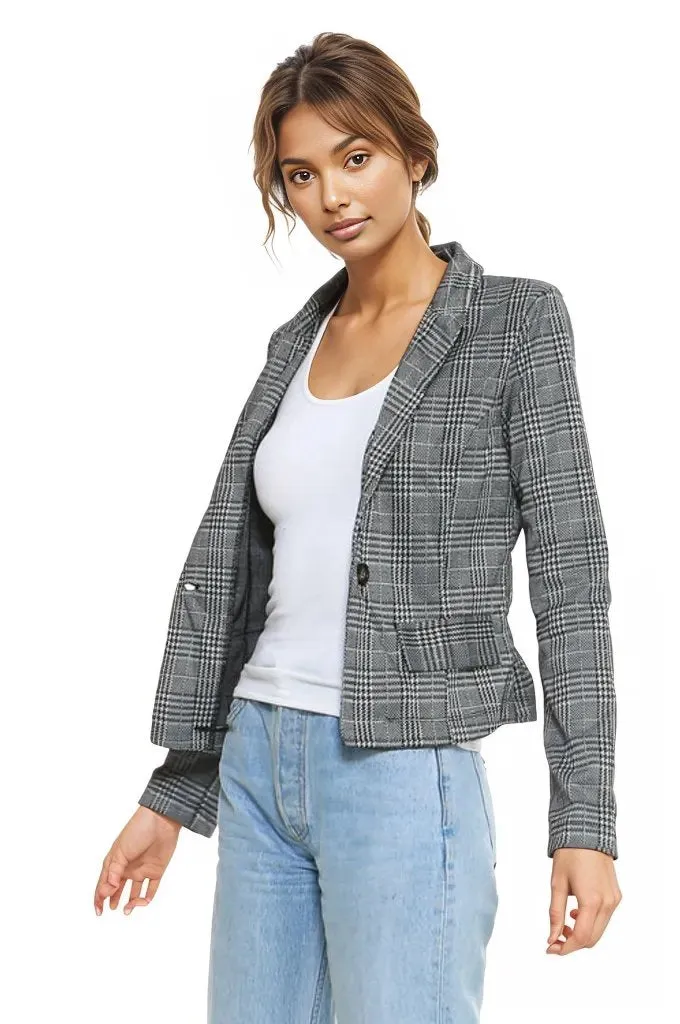 Classic Plaid Fitted Blazer