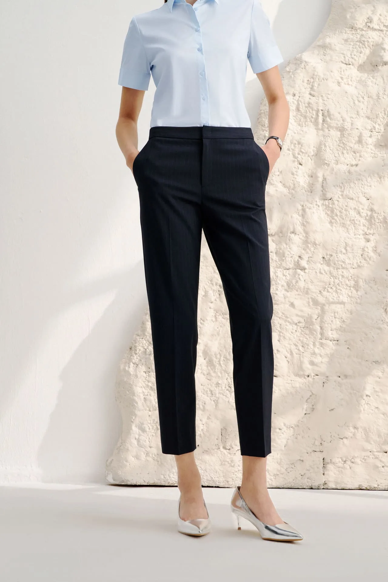 Cool Touch & Multi-way Stretch Stripe Suit Pants