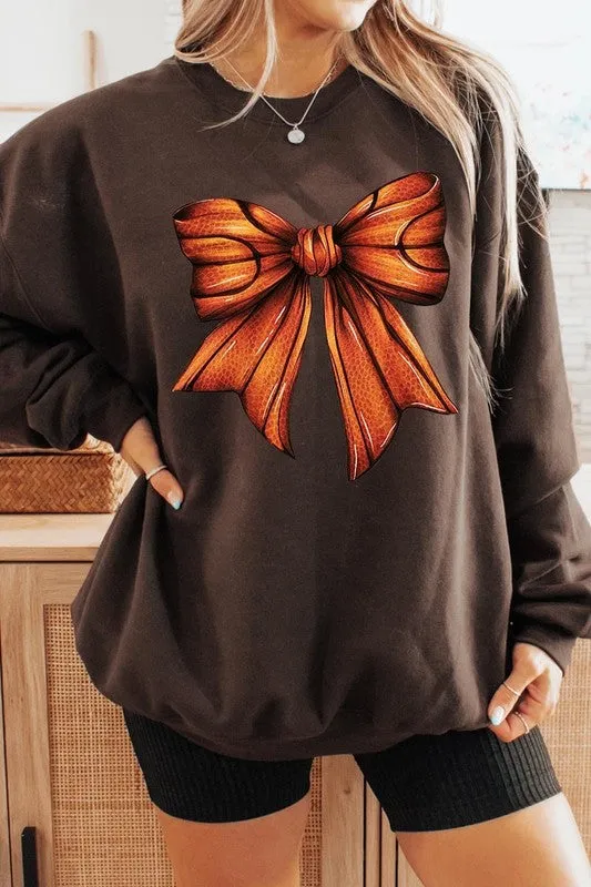 Coquette Basketball Bow Graphic Fleece Sweatshirt