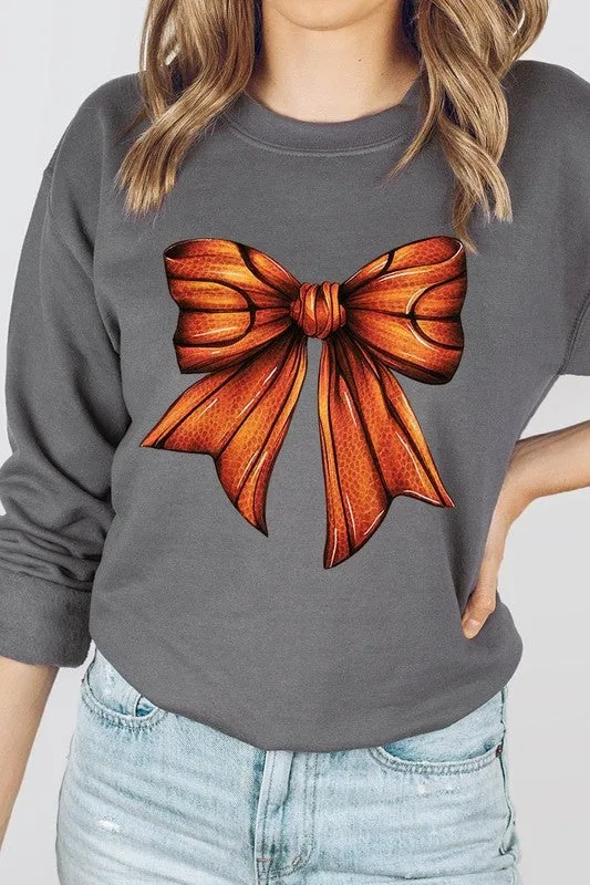 Coquette Basketball Bow Graphic Fleece Sweatshirt