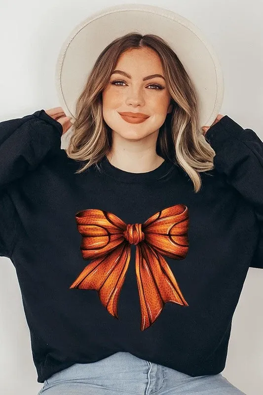 Coquette Basketball Bow Graphic Fleece Sweatshirt