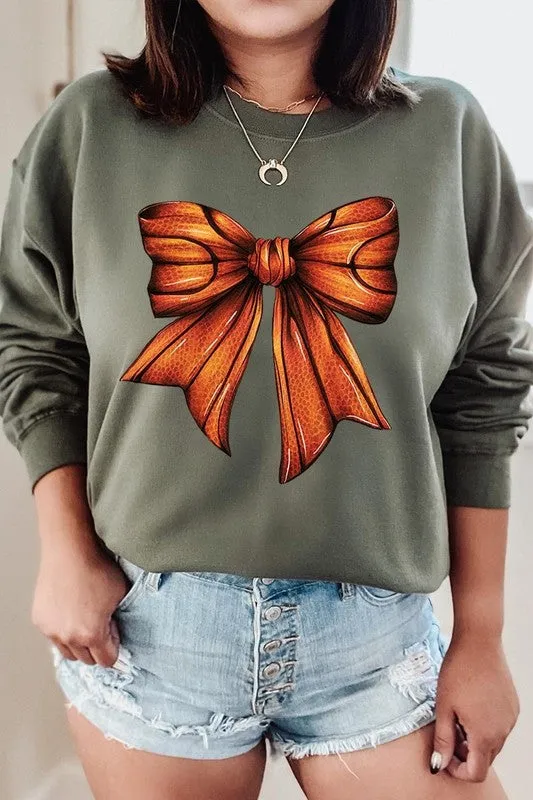 Coquette Basketball Bow Graphic Fleece Sweatshirt