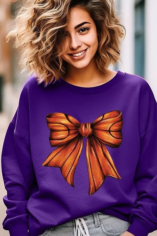 Coquette Basketball Bow Graphic Fleece Sweatshirt