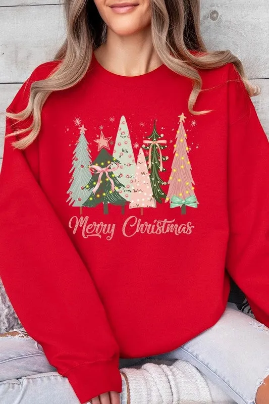 Coquette Christmas Trees Fleece Sweatshirts