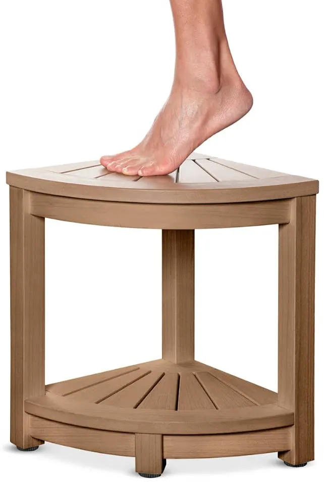 Corner Bench Shower Stool for Shaving Legs Waterproof Brown