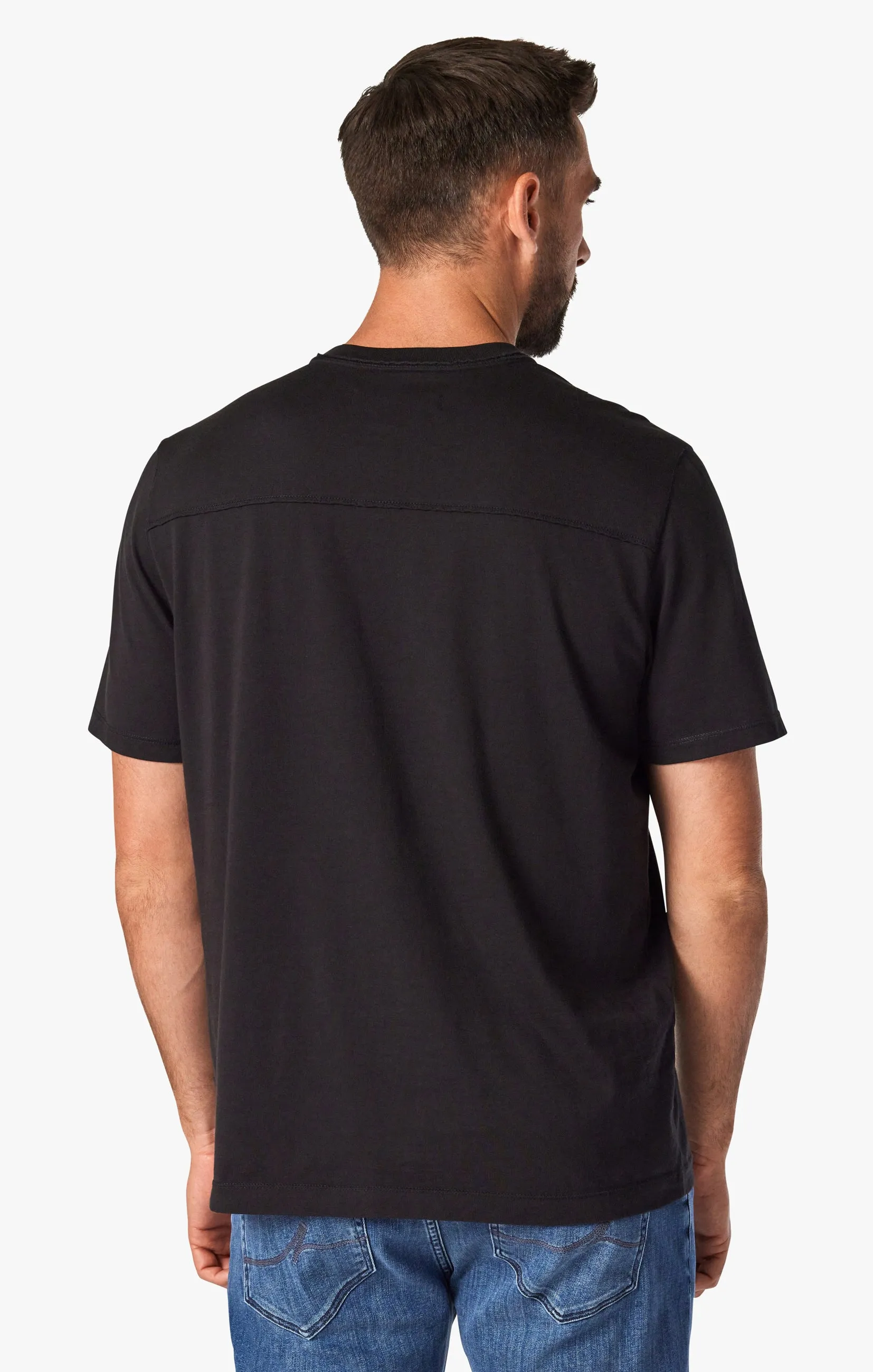 Deconstructed V-Neck T-Shirt in Black