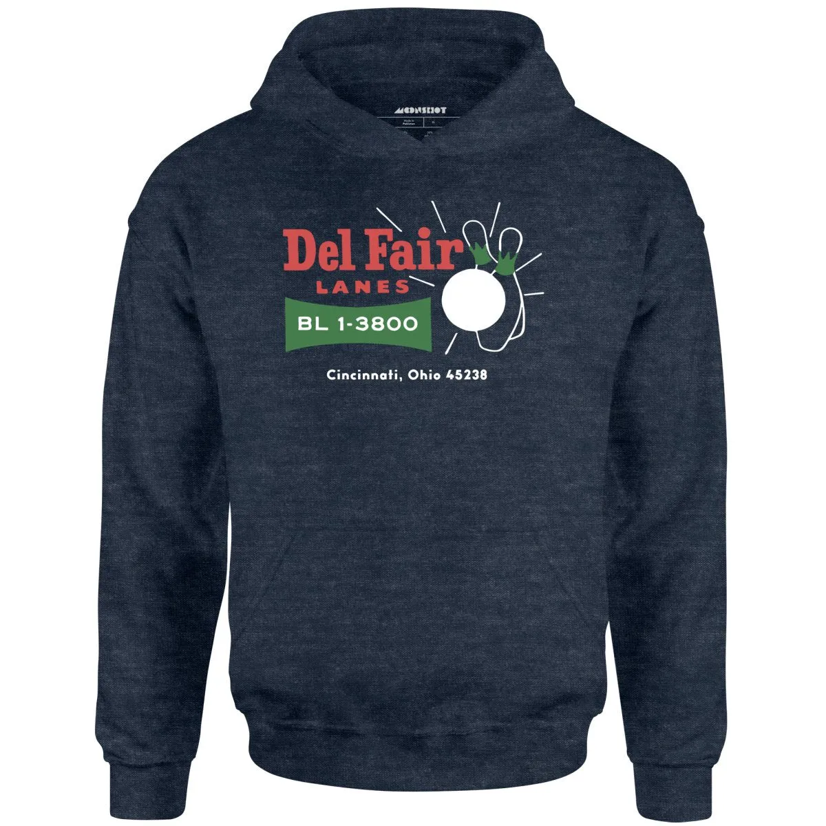 Del Fair Lanes v2 - Cincinnati, OH - Vintage Bowling Alley - Unisex Hoodie