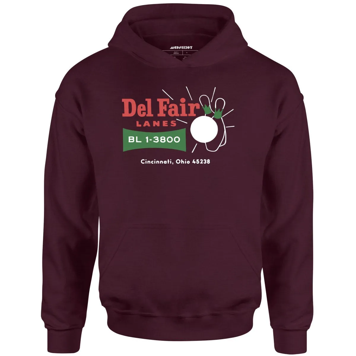 Del Fair Lanes v2 - Cincinnati, OH - Vintage Bowling Alley - Unisex Hoodie