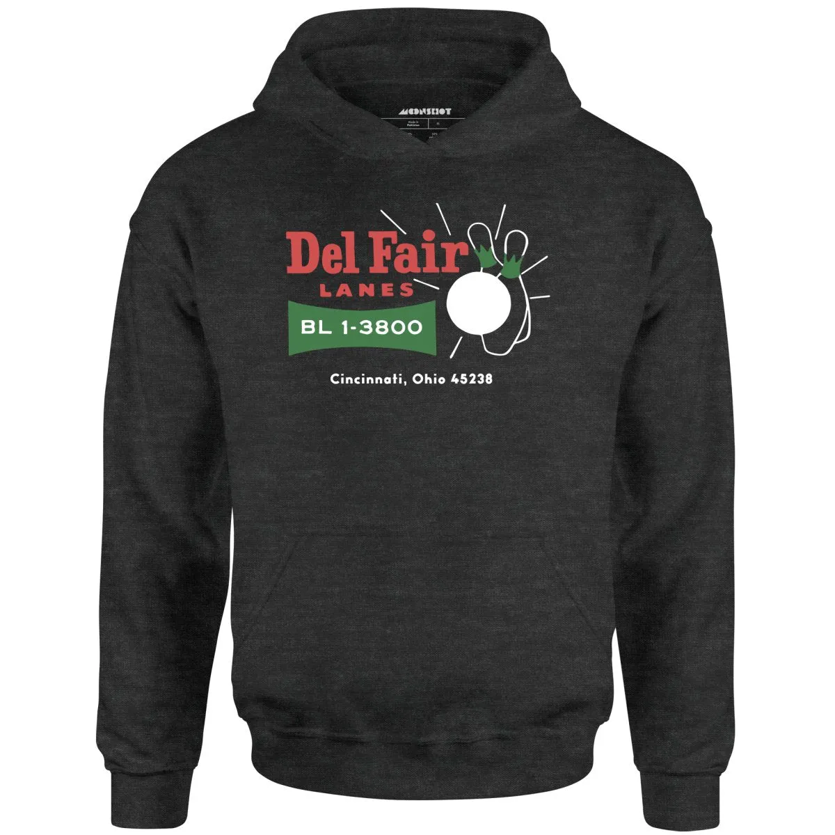 Del Fair Lanes v2 - Cincinnati, OH - Vintage Bowling Alley - Unisex Hoodie