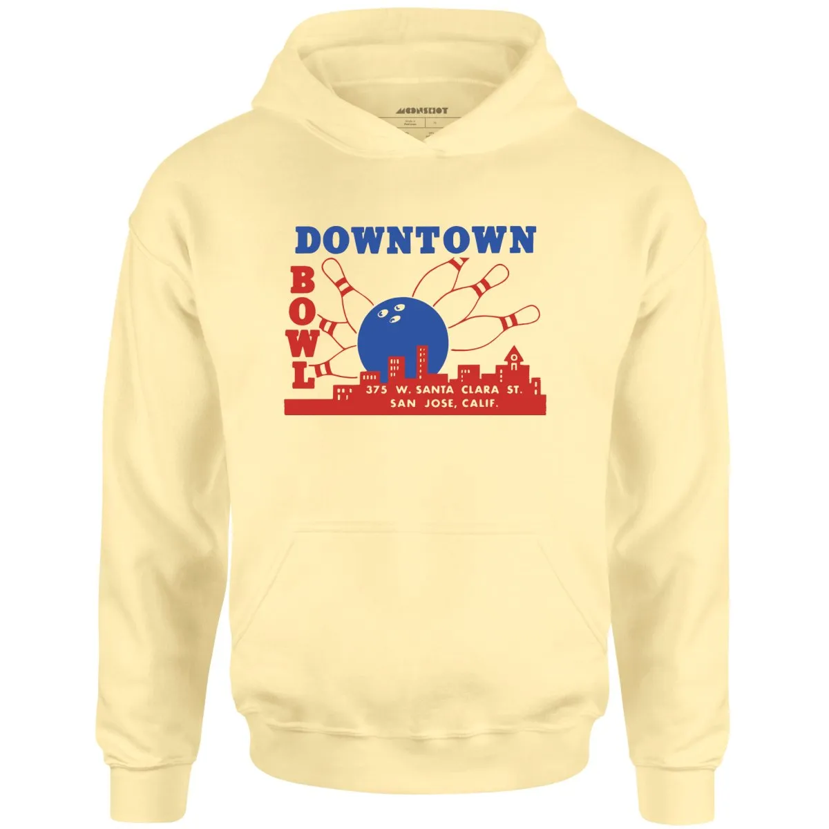 Downtown Bowl - San Jose, CA - Vintage Bowling Alley - Unisex Hoodie