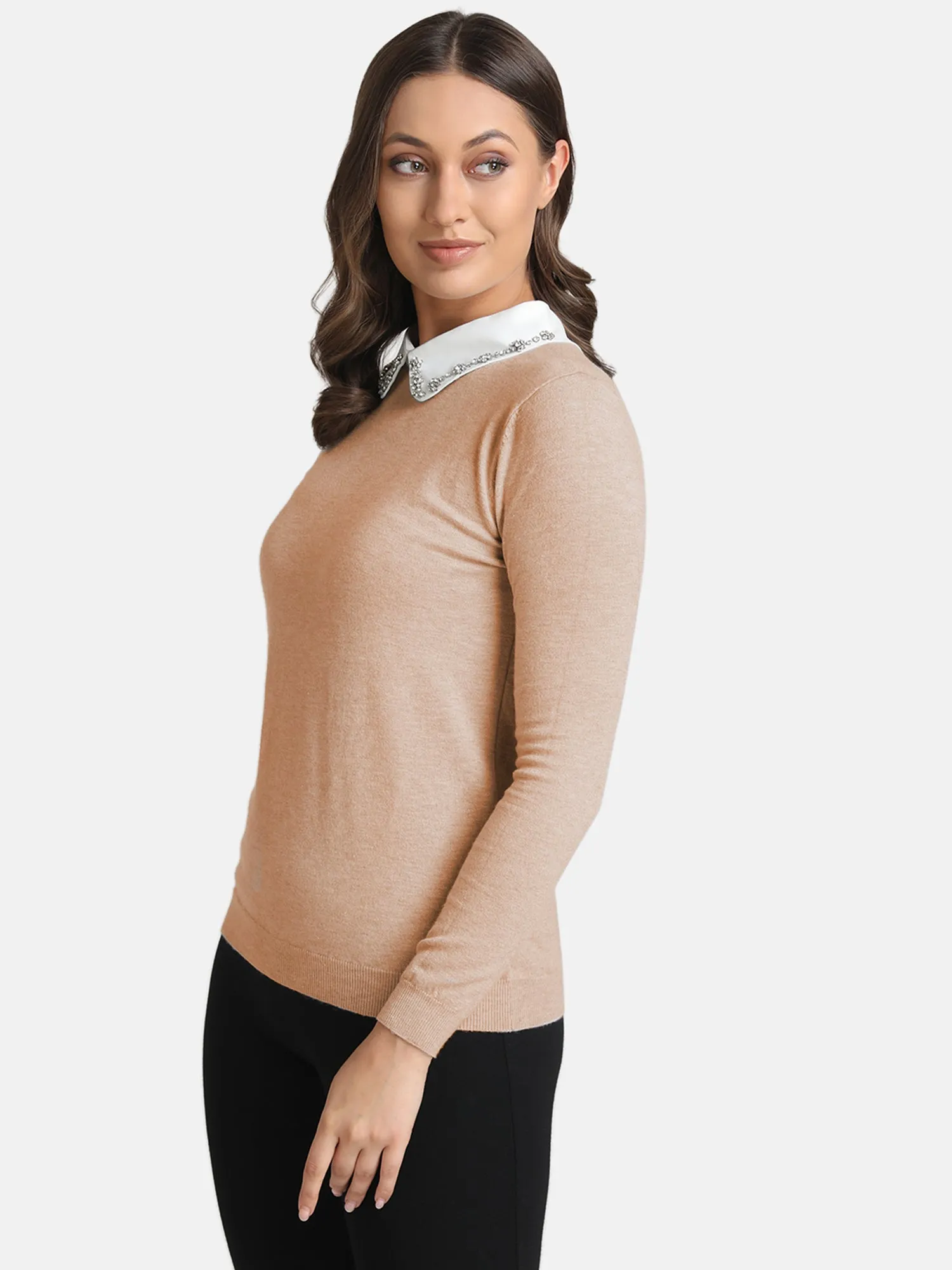 Embellished Collar Pullover