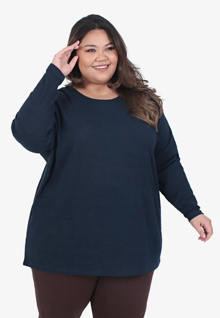 Emmalyn Lightweight Ribbed Knit Top - Midnight Blue