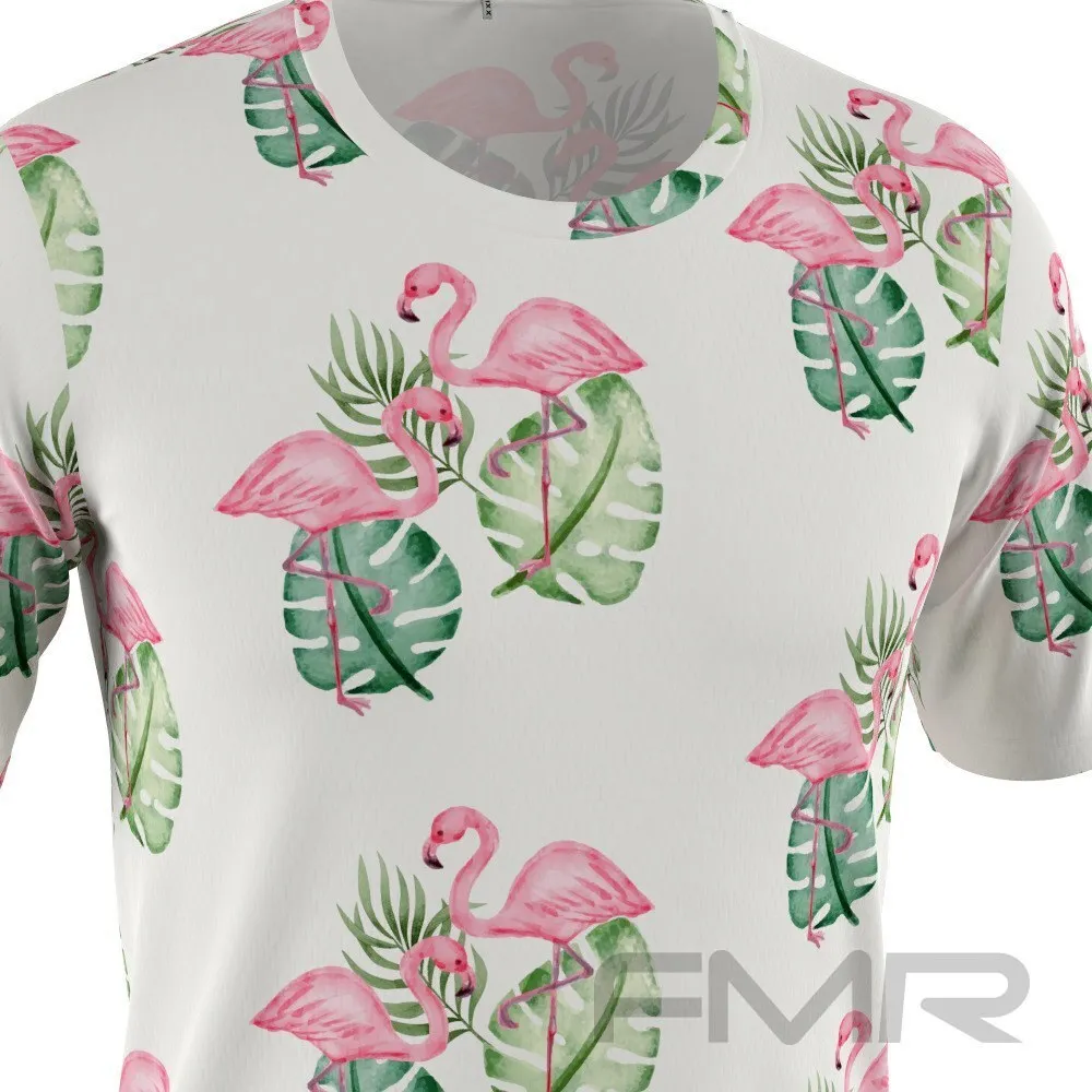 FMR Men's Flamingo Print Short Sleeve Shirt