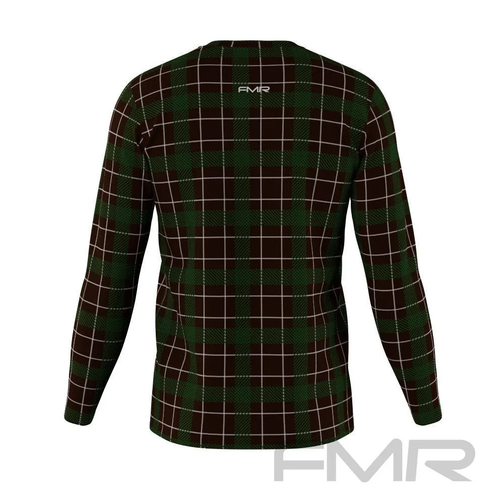 FMR Men's Green Check Technical Long Sleeve Running Shirt