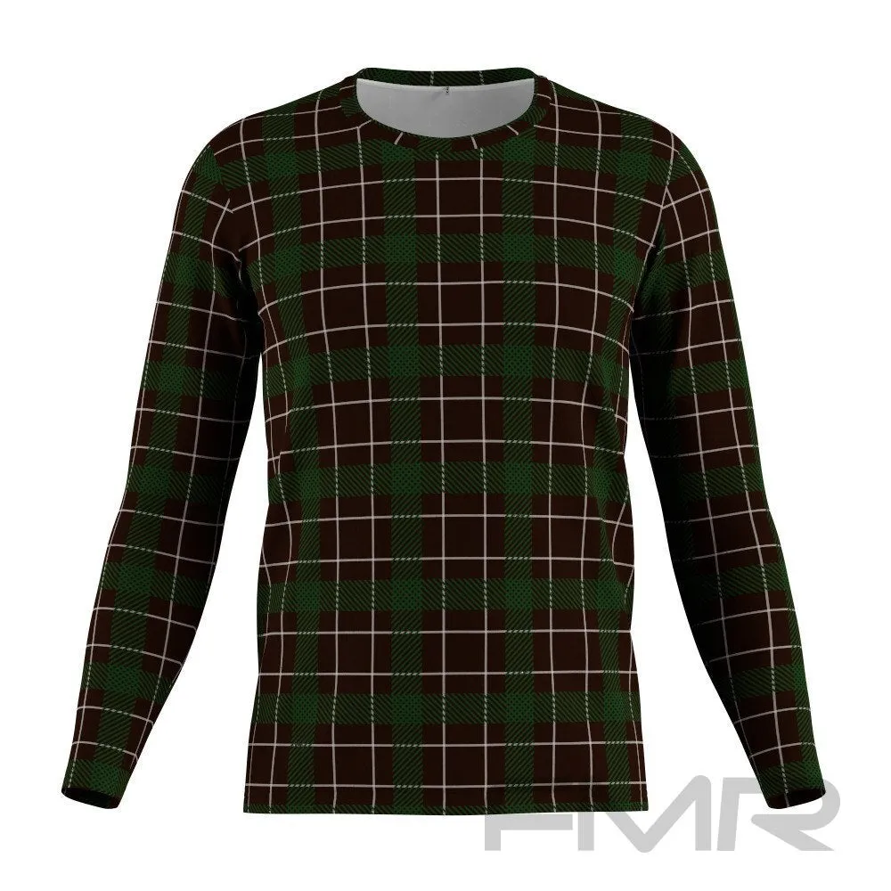 FMR Men's Green Check Technical Long Sleeve Running Shirt