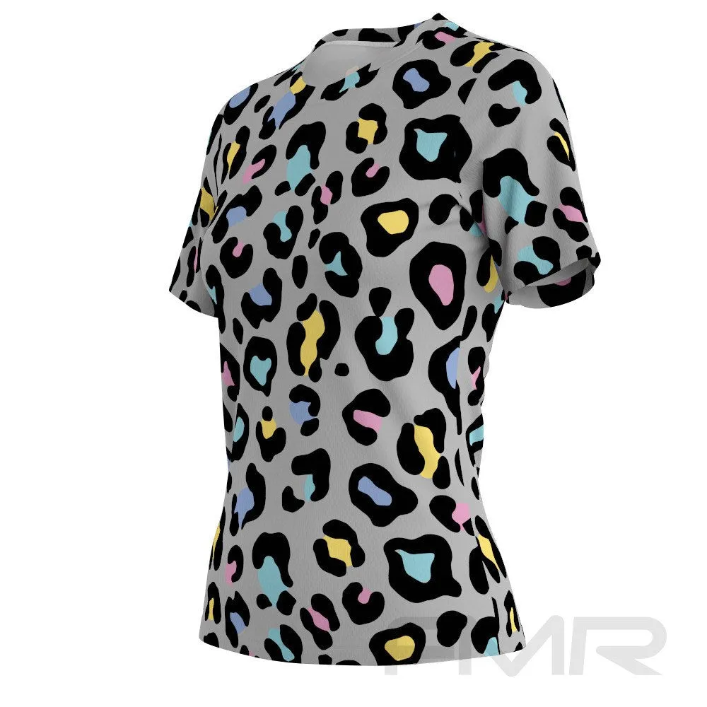 FMR Women's Leopard Print Short Sleeve Running Shirt