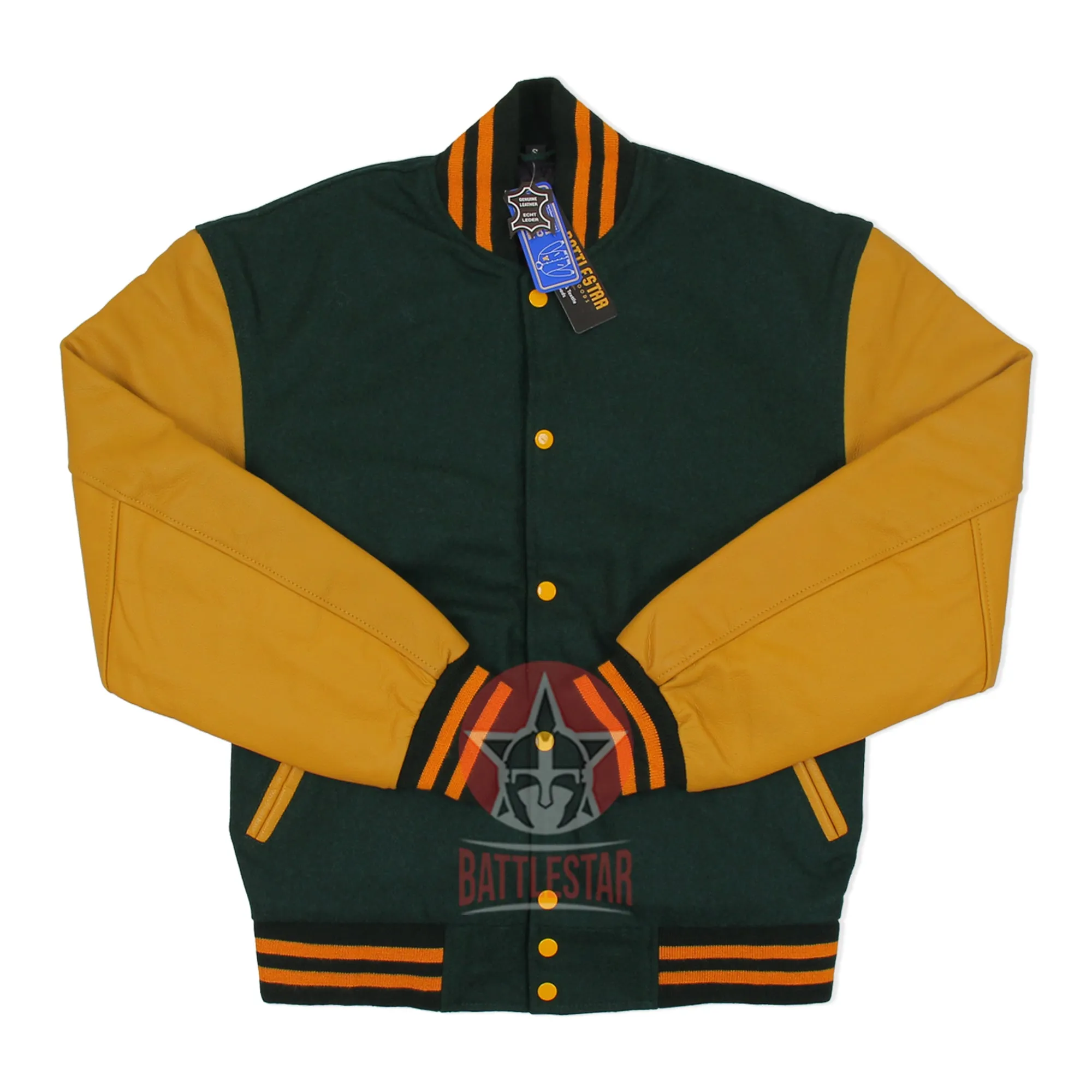 Forest Green Gold Yellow Varsity Baseball Letterman Jacket