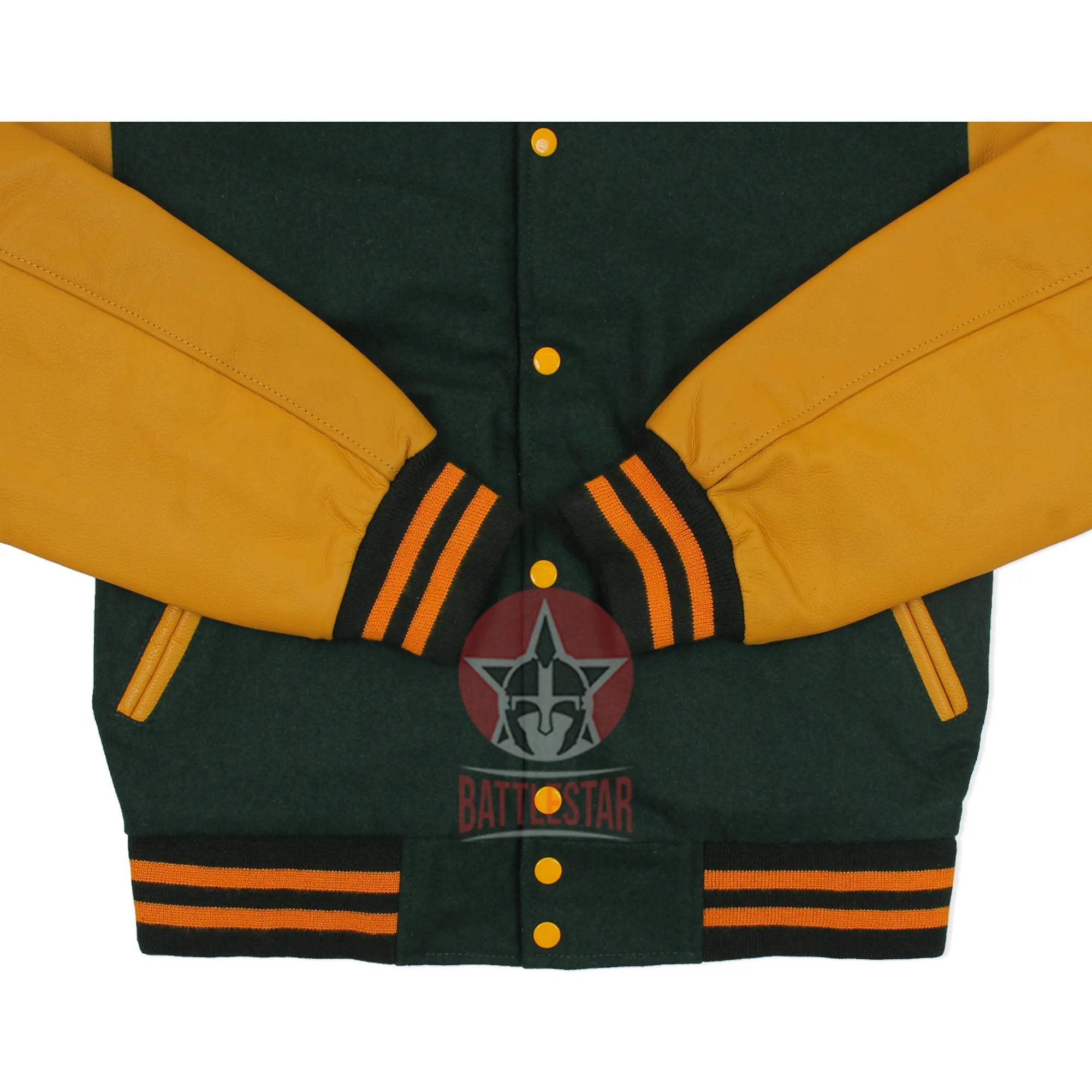 Forest Green Gold Yellow Varsity Baseball Letterman Jacket