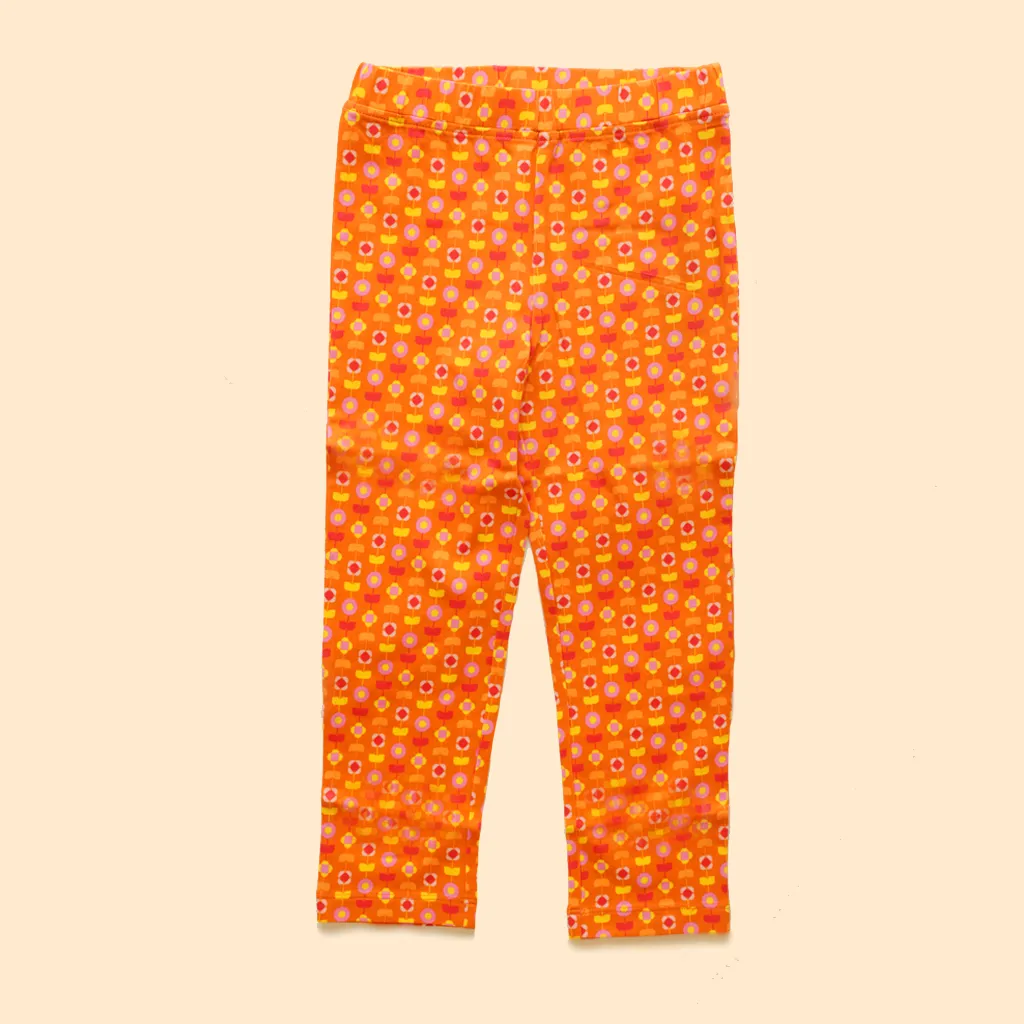 Girl Leggings - Indian Flora Orange