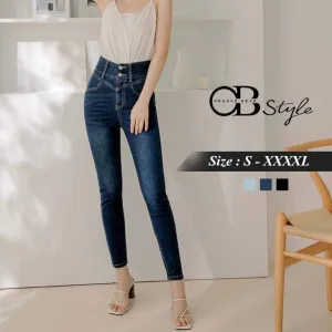 HIGH WAIST POCKETS SLIM DENIM SKINNG JEANS