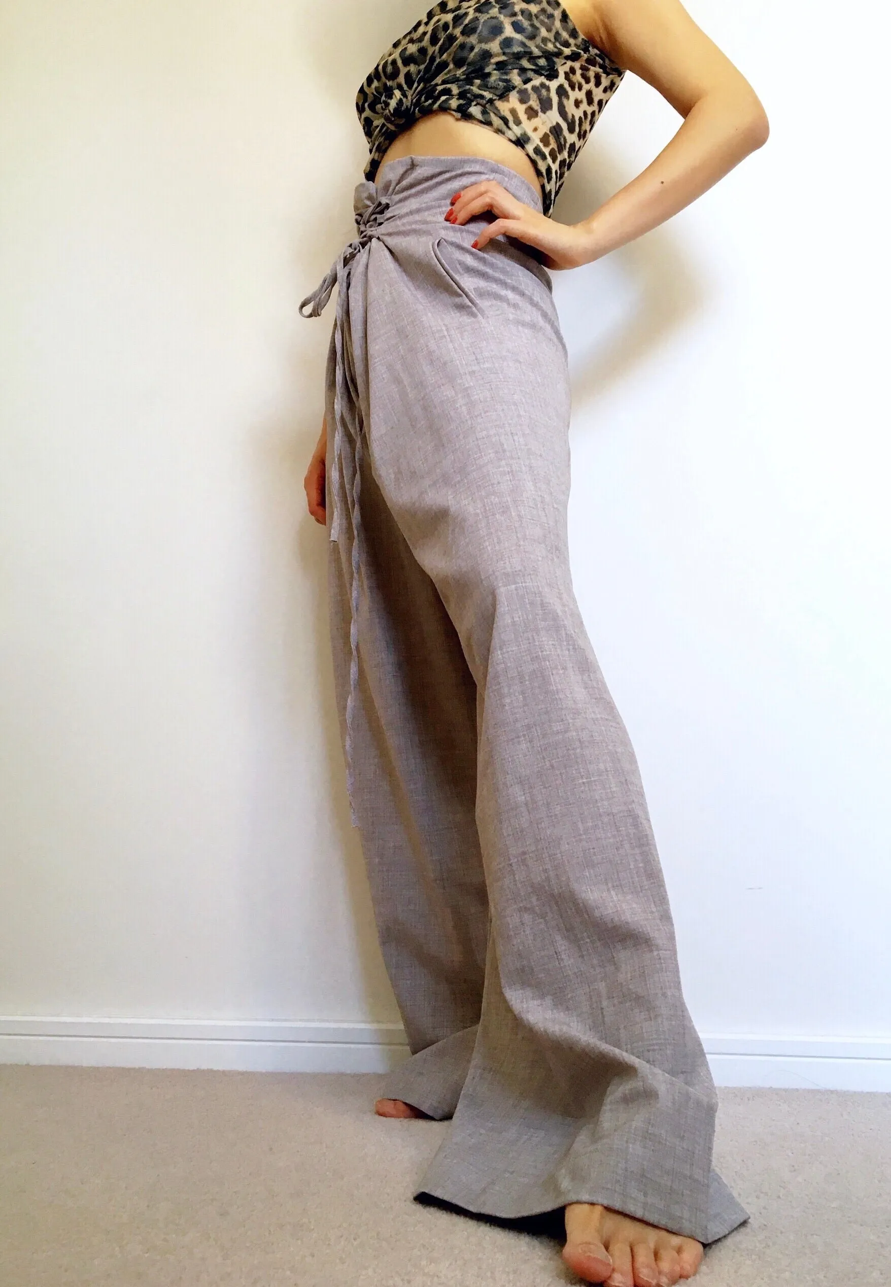 HIGH WAIST WIDE LEG PANTS TROUSERS