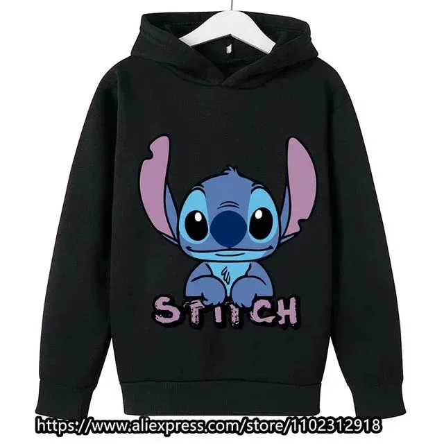 Kawaii Lilo Stitch Hoodie Kids Clothes Girls Clothing Fashion Baby Boys Clothes Autumn Warm Stitch Sweatshirt Children Tops