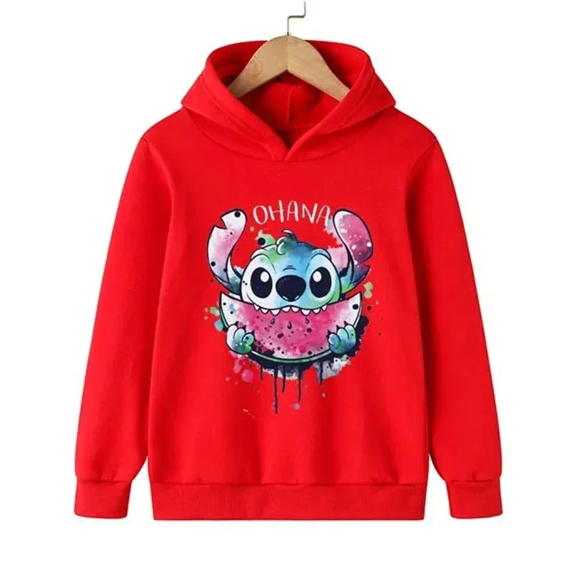 Kawaii Lilo Stitch Hoodie Kids Clothes Girls Clothing Fashion Baby Boys Clothes Autumn Warm Stitch Sweatshirt Children Tops