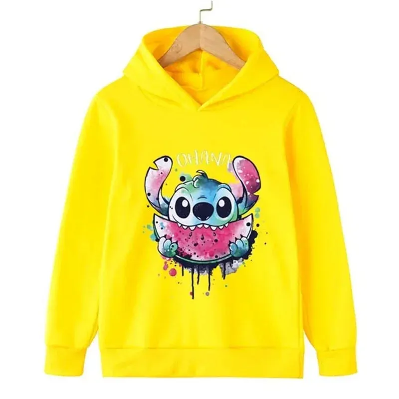 Kawaii Lilo Stitch Hoodie Kids Clothes Girls Clothing Fashion Baby Boys Clothes Autumn Warm Stitch Sweatshirt Children Tops