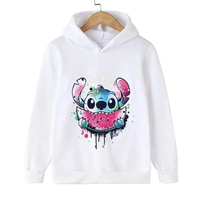 Kawaii Lilo Stitch Hoodie Kids Clothes Girls Clothing Fashion Baby Boys Clothes Autumn Warm Stitch Sweatshirt Children Tops