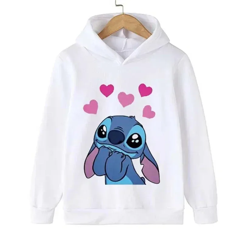 Kawaii Lilo Stitch Hoodie Kids Clothes Girls Clothing Fashion Baby Boys Clothes Autumn Warm Stitch Sweatshirt Children Tops