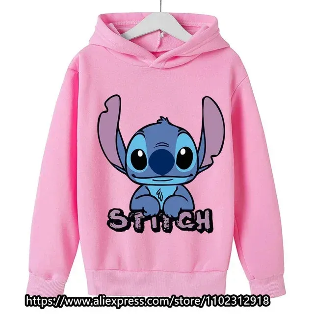 Kawaii Lilo Stitch Hoodie Kids Clothes Girls Clothing Fashion Baby Boys Clothes Autumn Warm Stitch Sweatshirt Children Tops