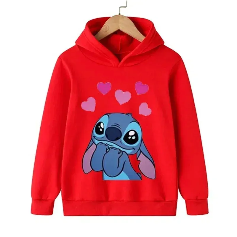 Kawaii Lilo Stitch Hoodie Kids Clothes Girls Clothing Fashion Baby Boys Clothes Autumn Warm Stitch Sweatshirt Children Tops