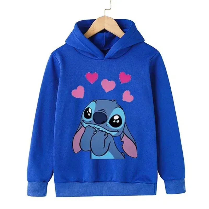 Kawaii Lilo Stitch Hoodie Kids Clothes Girls Clothing Fashion Baby Boys Clothes Autumn Warm Stitch Sweatshirt Children Tops