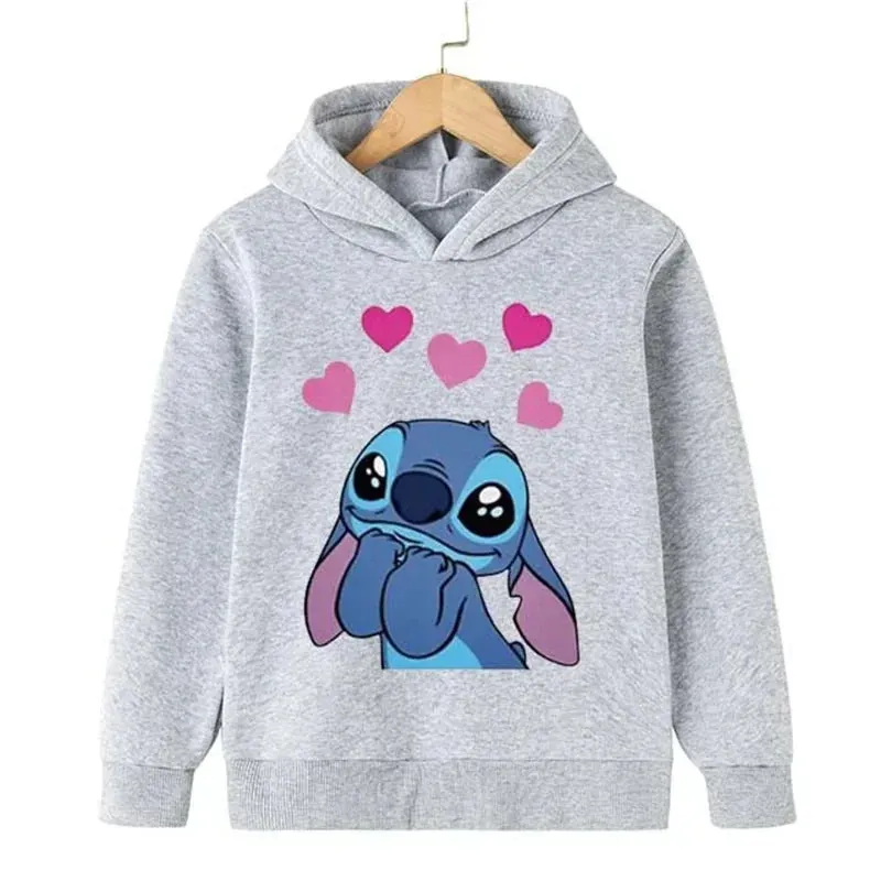 Kawaii Lilo Stitch Hoodie Kids Clothes Girls Clothing Fashion Baby Boys Clothes Autumn Warm Stitch Sweatshirt Children Tops