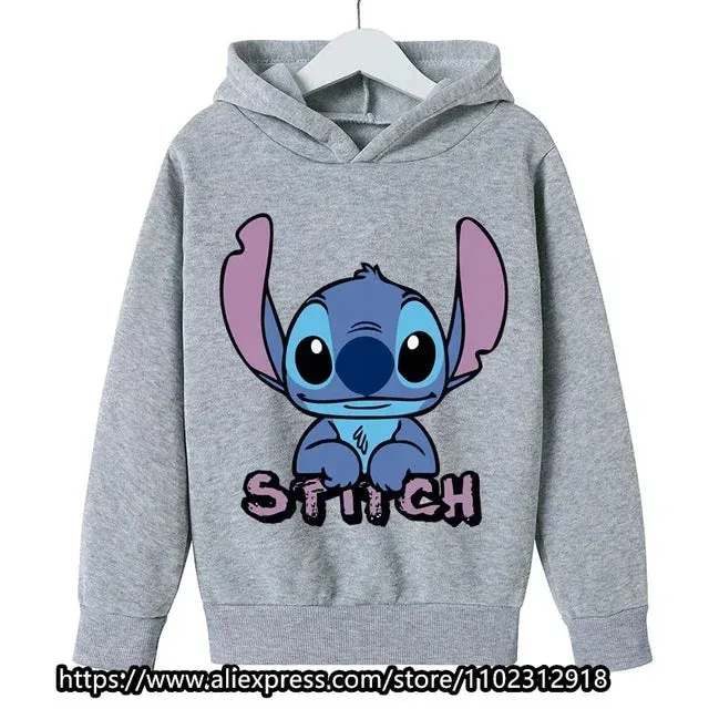 Kawaii Lilo Stitch Hoodie Kids Clothes Girls Clothing Fashion Baby Boys Clothes Autumn Warm Stitch Sweatshirt Children Tops