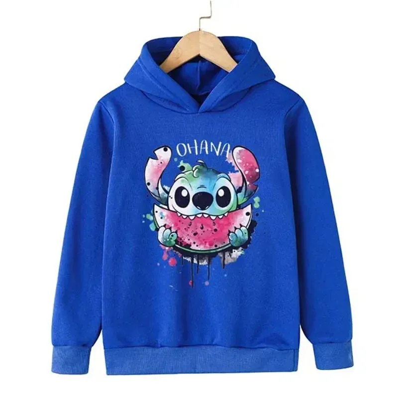 Kawaii Lilo Stitch Hoodie Kids Clothes Girls Clothing Fashion Baby Boys Clothes Autumn Warm Stitch Sweatshirt Children Tops