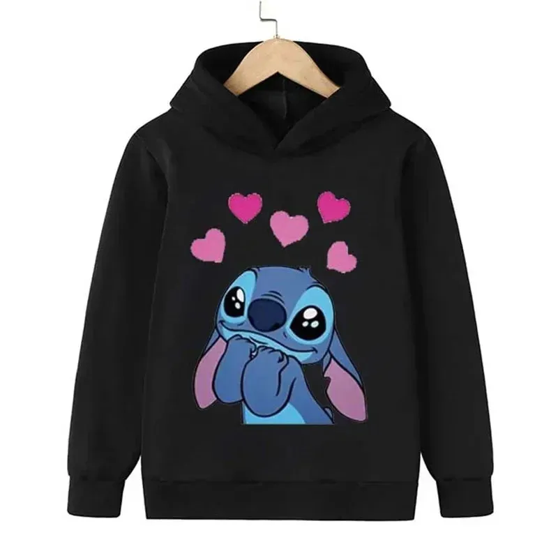 Kawaii Lilo Stitch Hoodie Kids Clothes Girls Clothing Fashion Baby Boys Clothes Autumn Warm Stitch Sweatshirt Children Tops