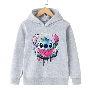 Kawaii Lilo Stitch Hoodie Kids Clothes Girls Clothing Fashion Baby Boys Clothes Autumn Warm Stitch Sweatshirt Children Tops