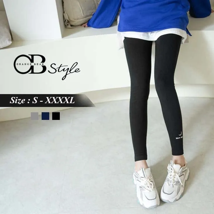 KEEP WARM EMBROIDERED ELASTIC WAIST LEGGING PANTS